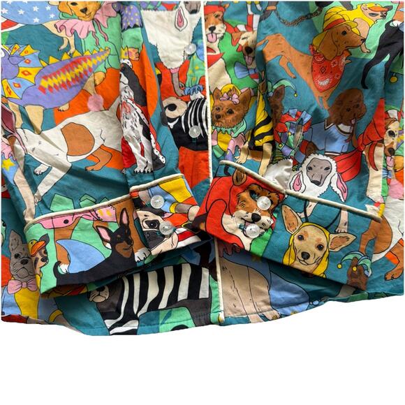 Karen Mabon Pajama Top Womens XL Fancy Dress Dogs Organic Cotton TOP ONLY - Picture 9 of 11